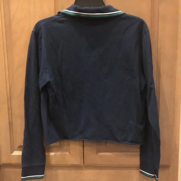 Rolex quarter button long sleeve cropped boxy polo MBA regatta flag embroidery